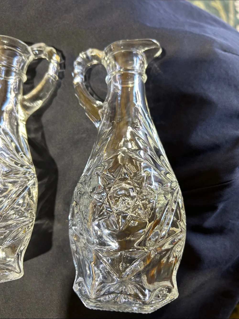 Clear Glass Decorative Pitcher with Sculpted Handle - Brand Unspecified